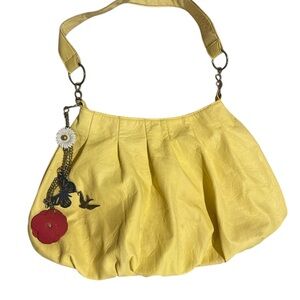 Yellow Women's Bag with Floral Charm